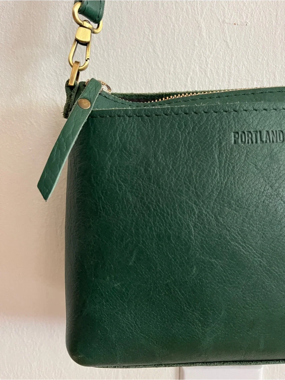 Portland Leather Goods Poppy Purse in Pebbled Bacalar Green Gold Tone Hardware